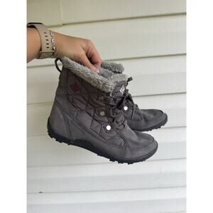 Columbia Minx Shorty Omni-Heat Winter Boot Waterproof Gray Quilted Size 6 Womens